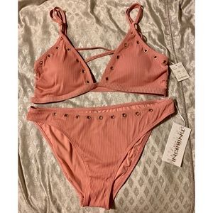 NWT TiniBikini Dusty Rose Grommet 2 Pc Bikini XL
